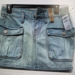 Juniors Mini Denim Cargo Skirt
